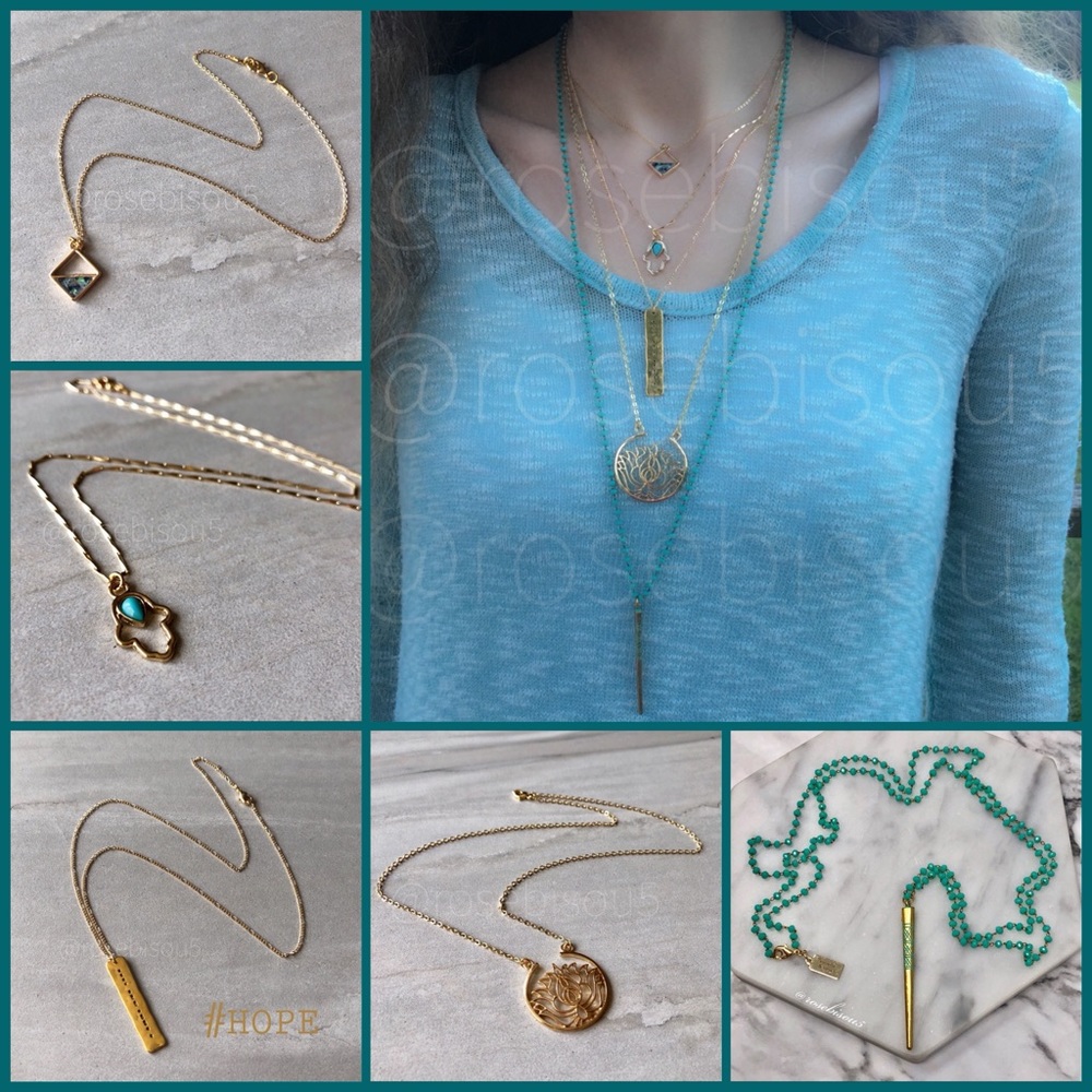 {✨E+L🌙} 14K Gold Boho Pendant + Glass Bead Chain - Picture 3 of 8